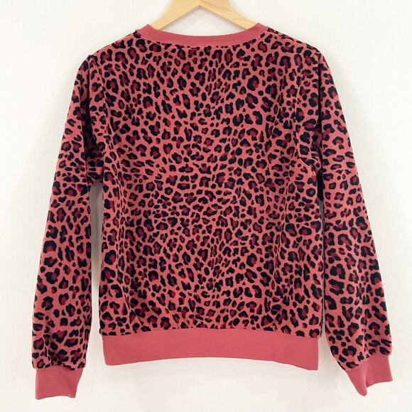 NIKE Women's Leopard Print Pullover Sweater XS Cheetah Red Pink Athleisure - Picture 2 of 5